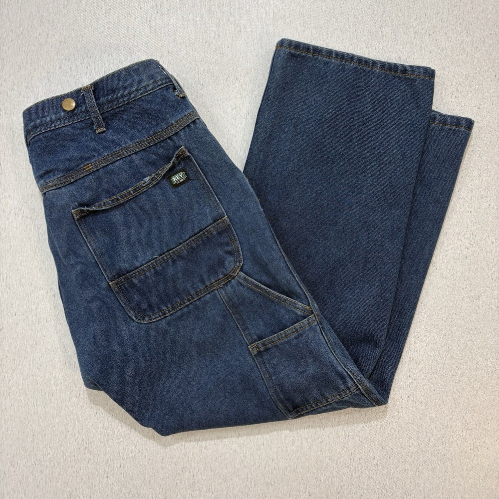 Vintage Key Carpenter Blue Denim Jeans Workwear Men's 42x30 Tag (actual 38x29)